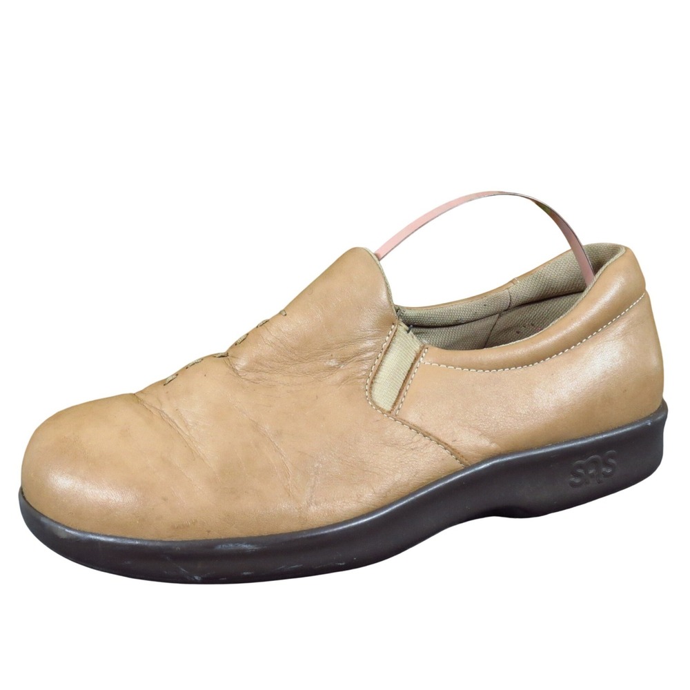 SAS Viva Womens Slip On Comfort Shoes‎ Size 6.5 Wide Tan Leather